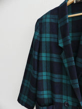 Charger l'image dans la galerie, blazer à carreau mode durable tendance vintage luxe veste tailleur cintrée hiver femme noir et vert