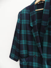 Charger l'image dans la galerie, blazer à carreau mode durable tendance vintage luxe veste tailleur cintrée hiver femme noir et vert